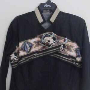 Roper Women Western Button Aztec Print Across Black Small-MED-or LARGE